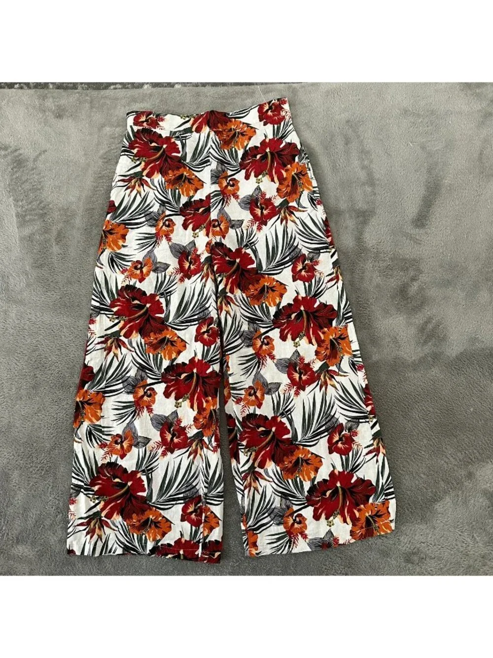 NWT Haven + Blair Linen Rayon Pull On Wide Leg Pants SMALL Tropical - Picture 1 of 6